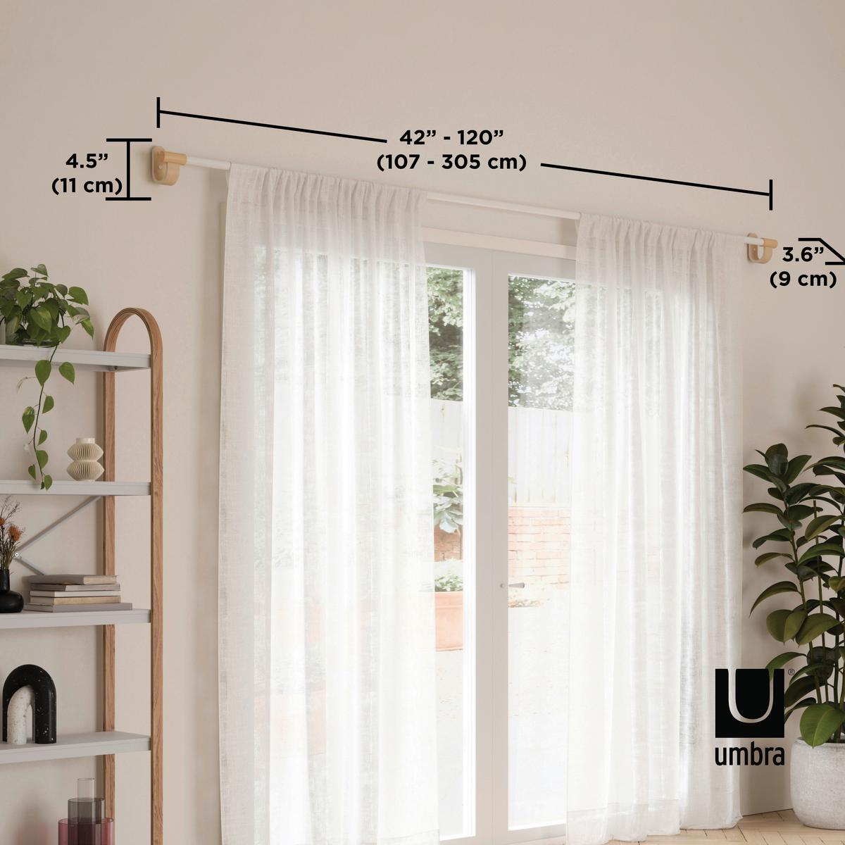 ZÁVESOVÁ TYČ BELLWOOD - biela/prírodná farba, Konventionell, kov/drevo (107cm) - Umbra