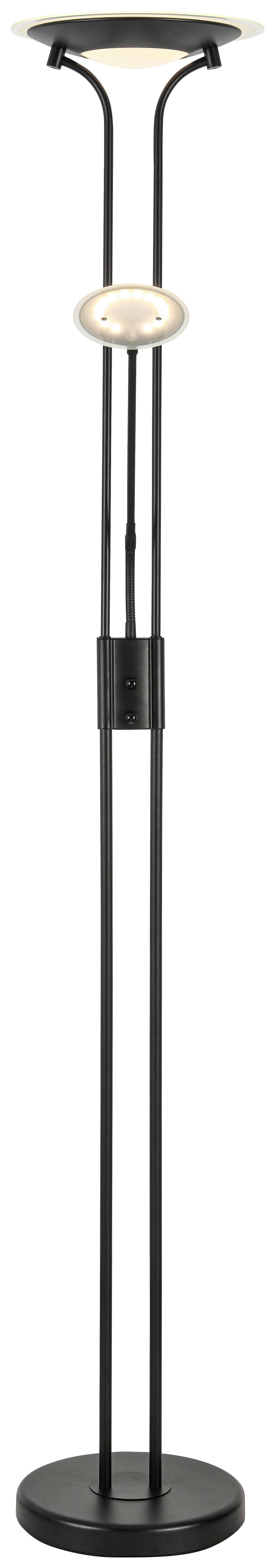 Stehlampe Robert Schwarz Mit Leselampe - Schwarz, MODERN, Glas/Kunststoff (30/180cm) - Luca Bessoni