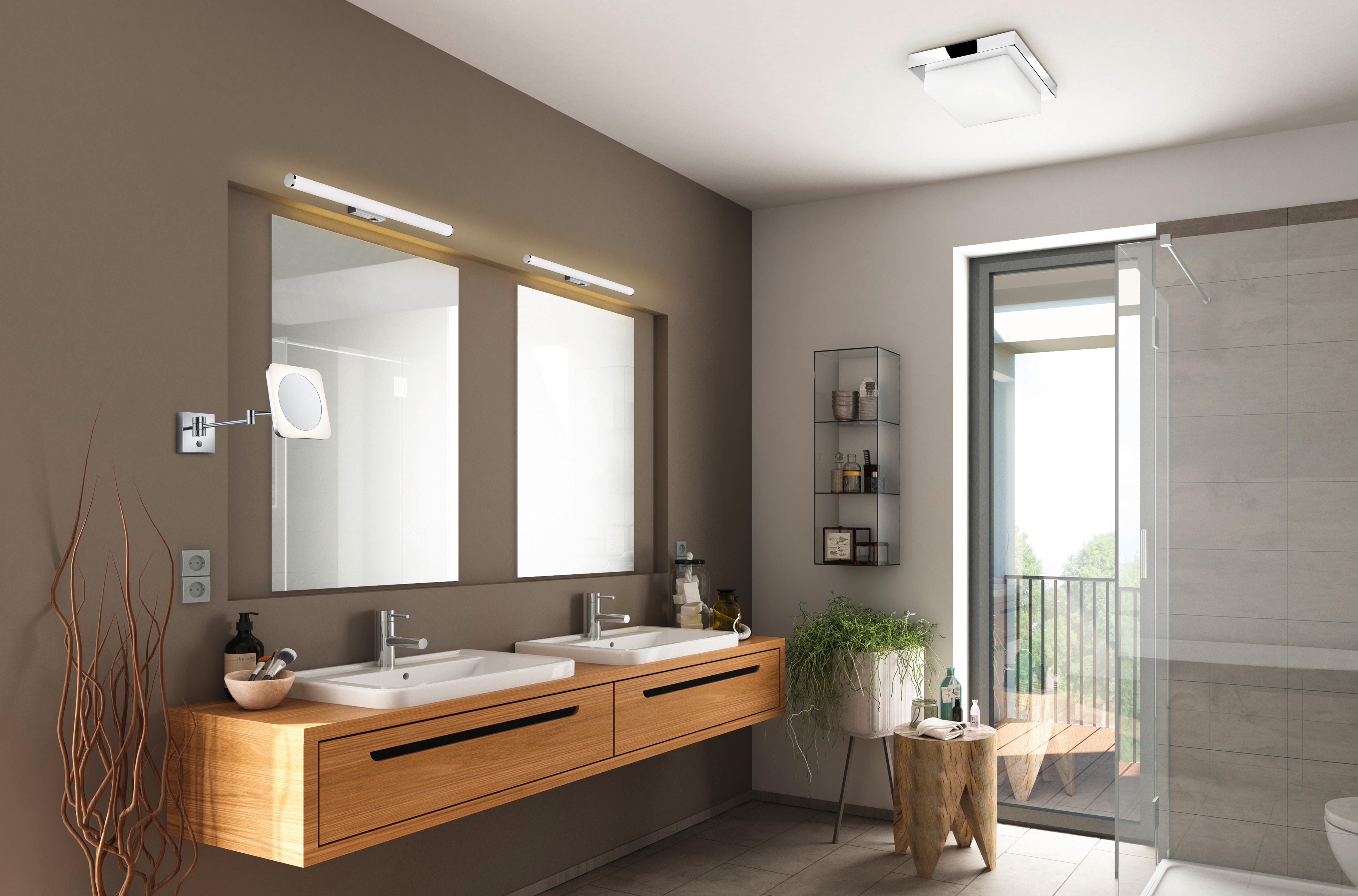 Led Bad-Wandleuchte Mattimo Ip44 mit Schalter, 1-Flammig - Chromfarben/Weiß, Basics, Kunststoff/Metall (60/5,5cm) - Trio Leuchten