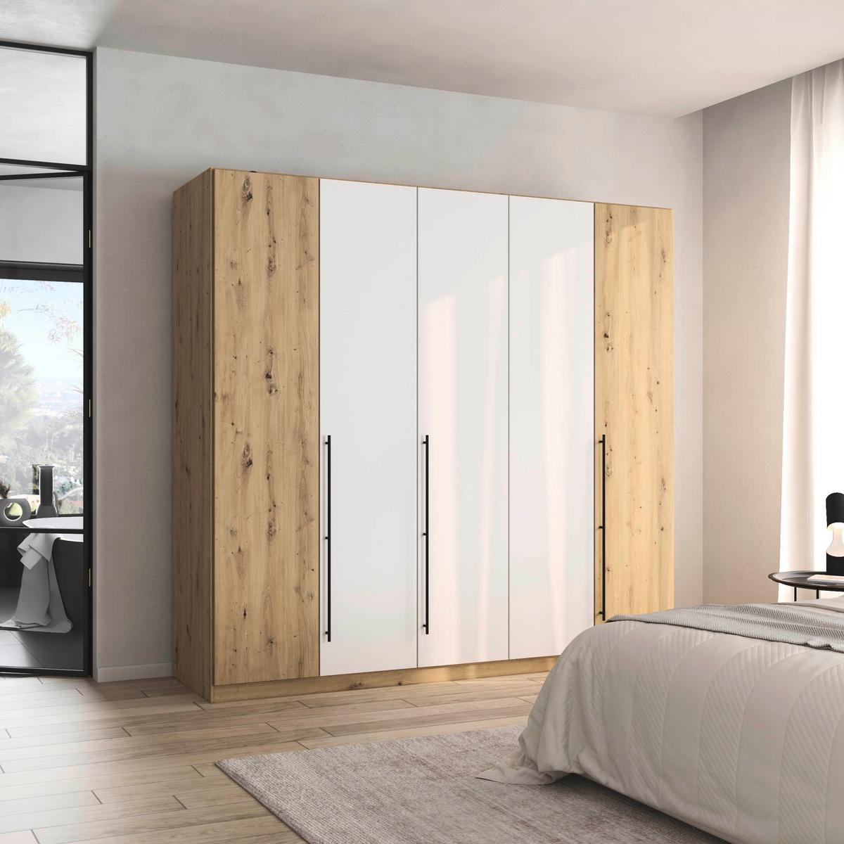 Skriňa s otočnými dverami SAFARI, šírka 226 cm - sivá/biela, Konventionell, kov/kompozitné drevo (226/210/54cm) - Based