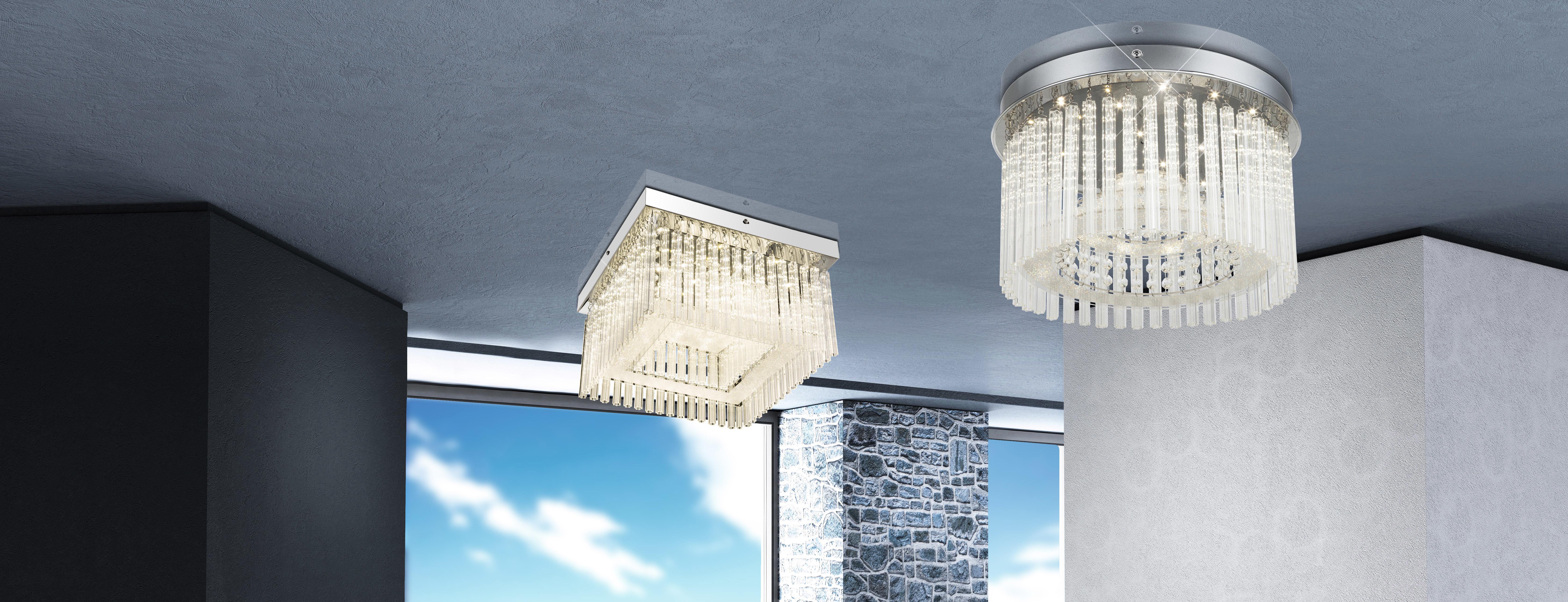 LED-Deckenleuchte mit dekorativen Glaselementen