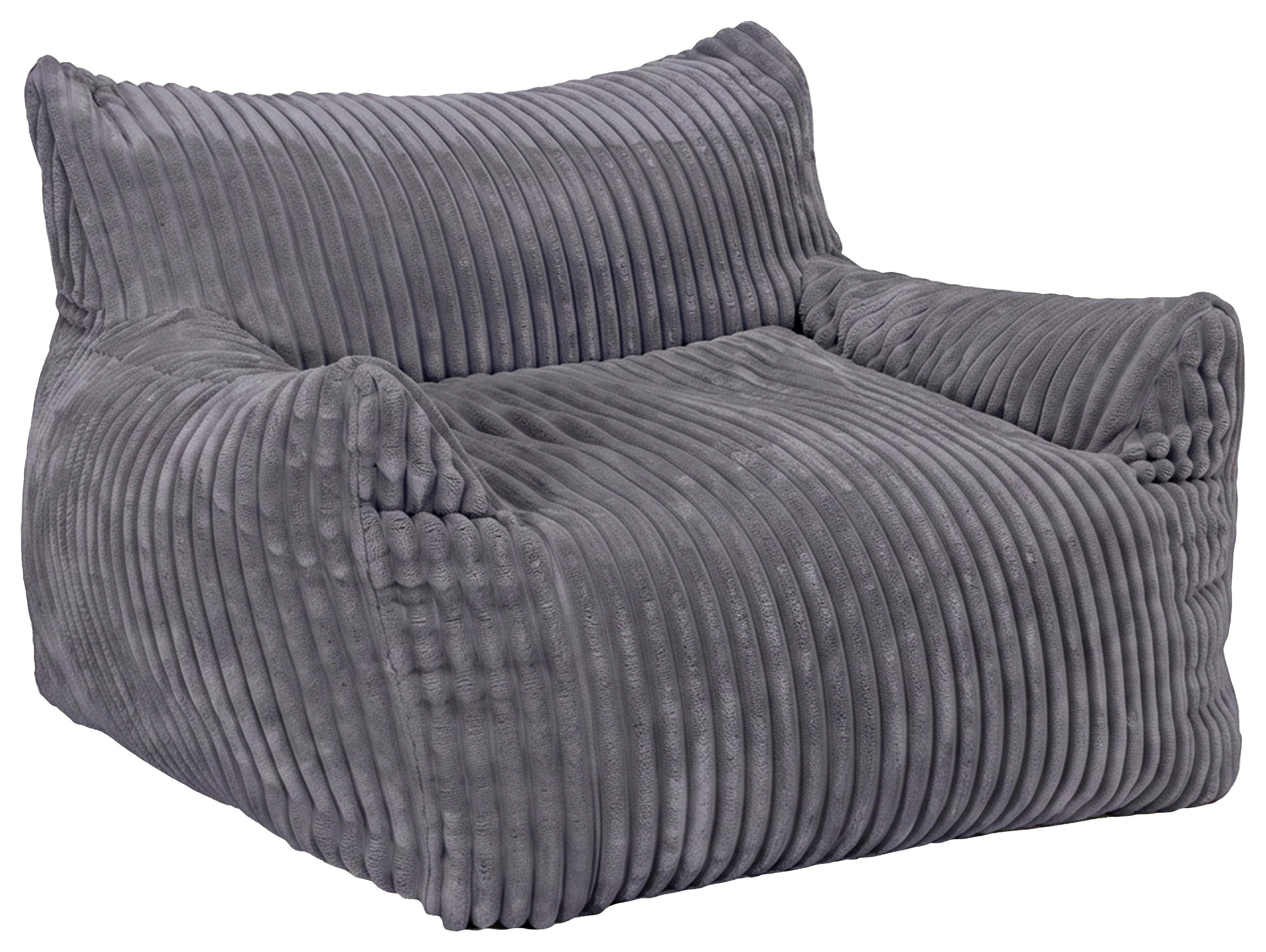Sitzsack Nubo Cord grau, Indoor, B: 104cm - Grau, Basics, Textil (104/75/95cm)