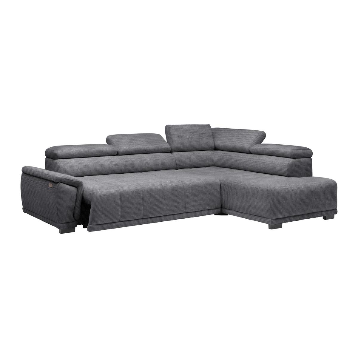Rohová sedačka GRINALDI, pravá, modrosivá - čierna/modrosivá, Modern, textil/plast (283/206cm) - Premium Living