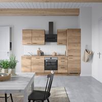 Kuchyňská linka 270 cm, dekor dub Havanna - černá/tmavý dub, Moderní, kov/kompozitní dřevo (270cm) - Nobilia
