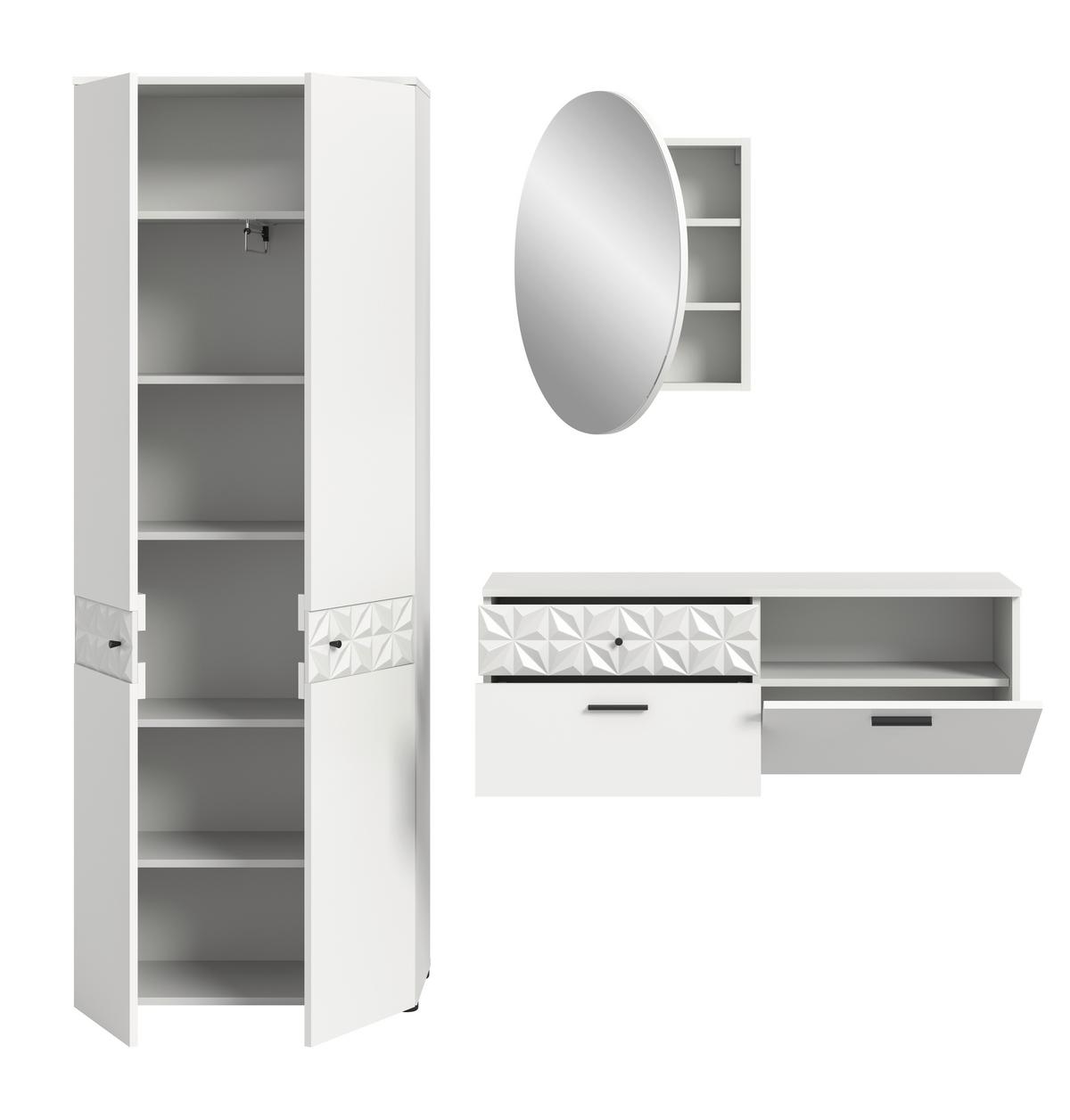 Garderobe Prisma Weiß B: 195 Cm - Weiß, Design, Glas/Holzwerkstoff (195/192/34cm) - MID.YOU