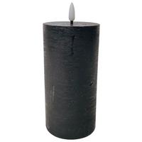 Svíčka s LED Mandy, V: 15cm - černá, plast/přírodní materiály (7,5/15cm) - Premium Living