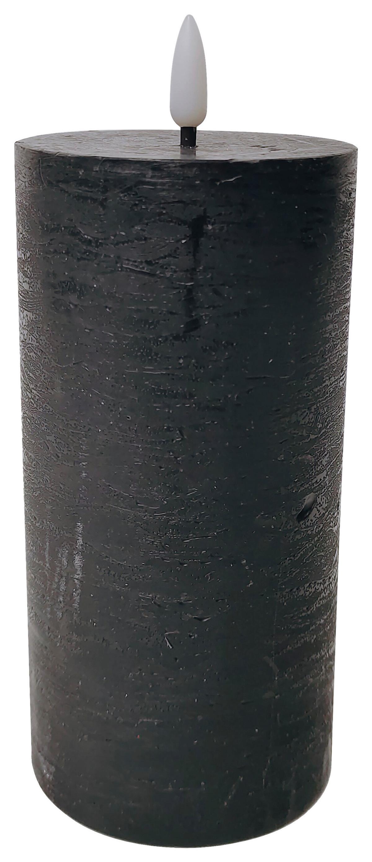 Svíčka s LED Mandy, V: 15cm - černá, plast/přírodní materiály (7,5/15cm) - Premium Living