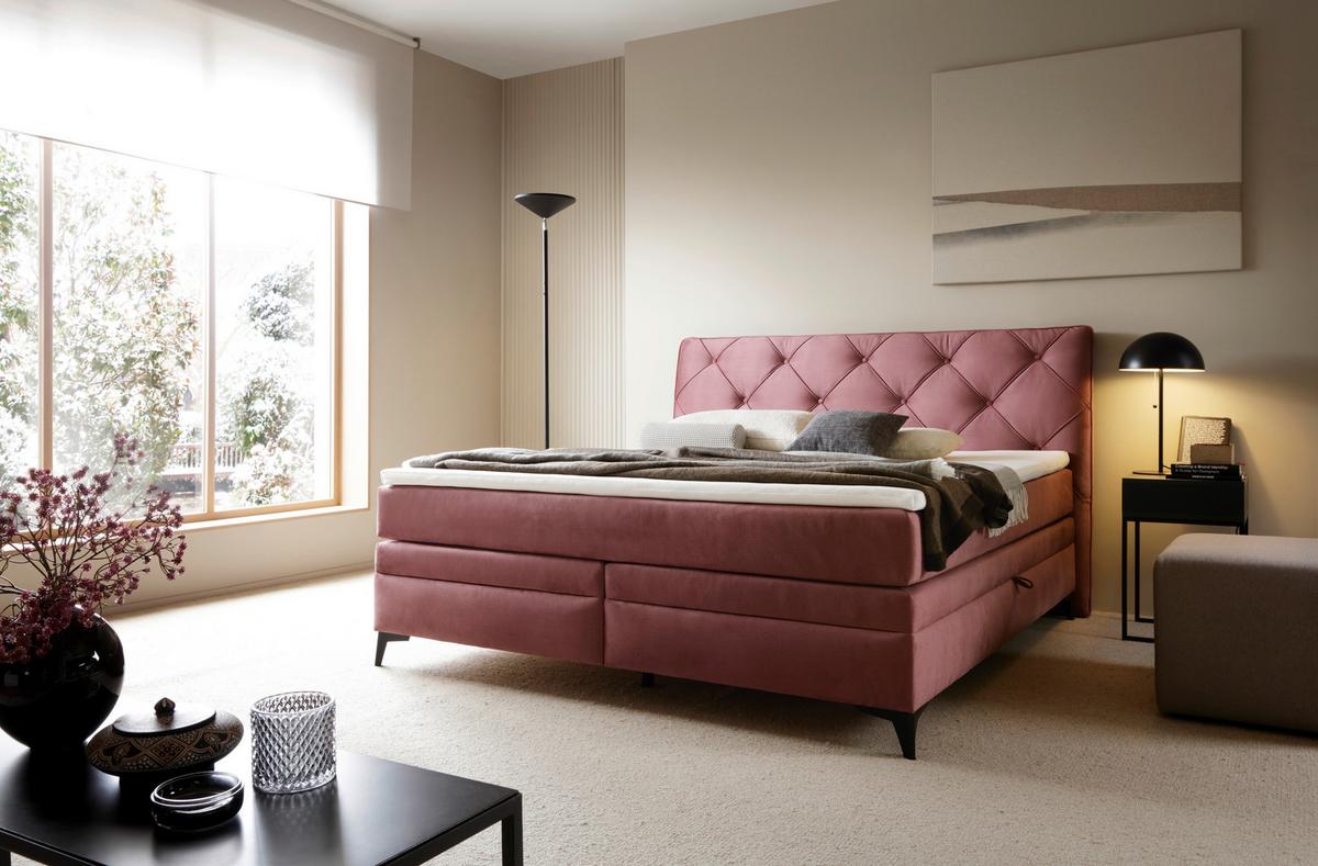 Box Ágy Molde 180/200 Cm - rózsaszín, Modern, műanyag/faalapú anyag (180/200cm) - Premium Living