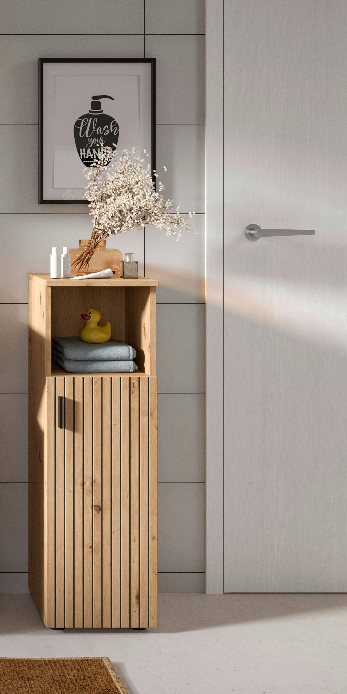 Midischrank Mone Eiche Artisan B: 30cm - Schwarz/Eiche Artisan, Basics, Holzwerkstoff (30/95/30cm) - MID.YOU