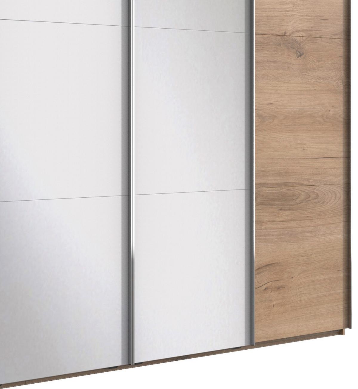 Schwebetürenschrank M. Spiegel 350cm Level 36 A, Eiche - Eichefarben, Basics, Glas/Holzwerkstoff (350/216/65cm) - MID.YOU