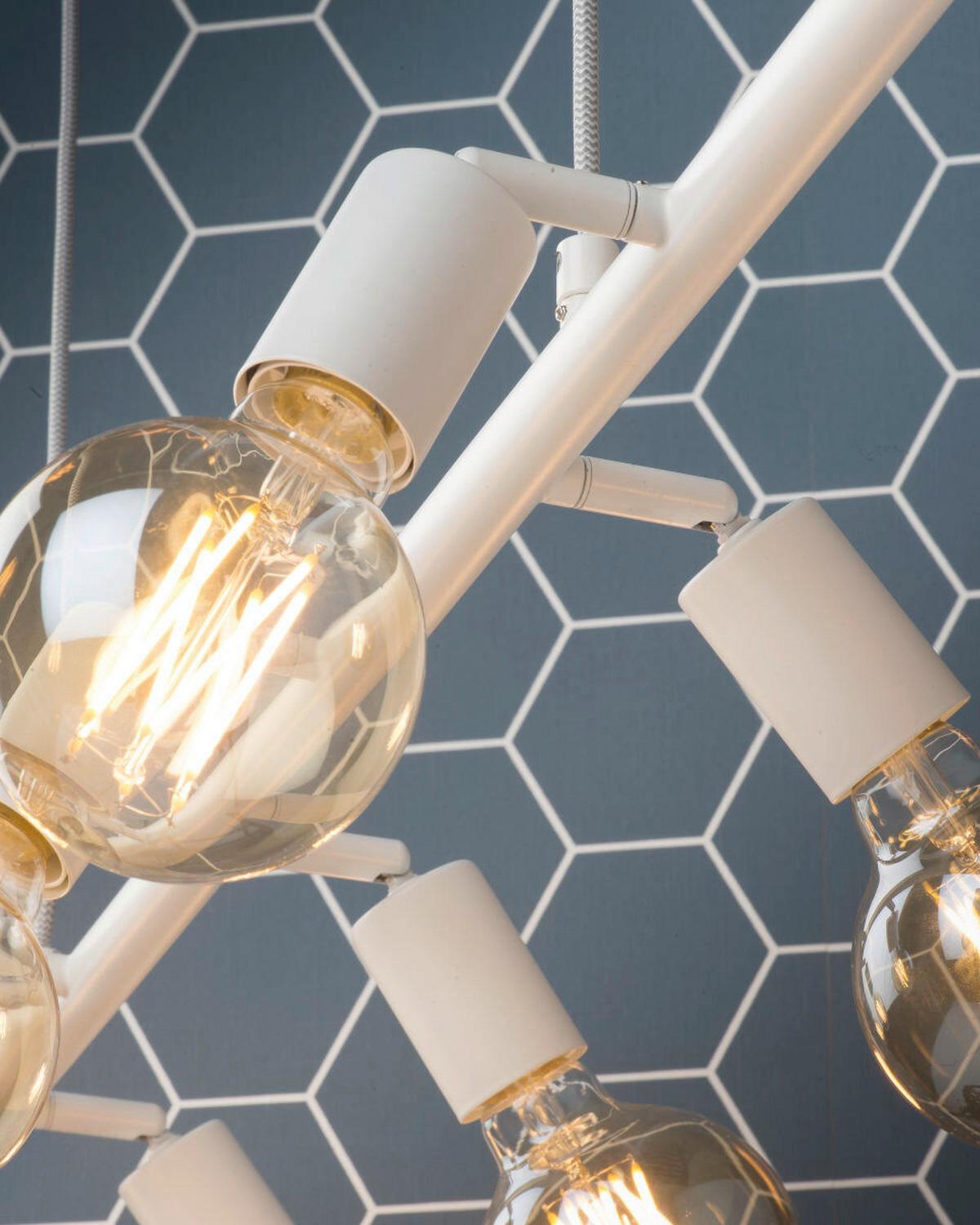 Hängeleuchte Miami H: 28-175cm 8-Flammig Höhenverstellbar - Weiß, Design, Metall (105/28/28-175cm) - It's about Romi