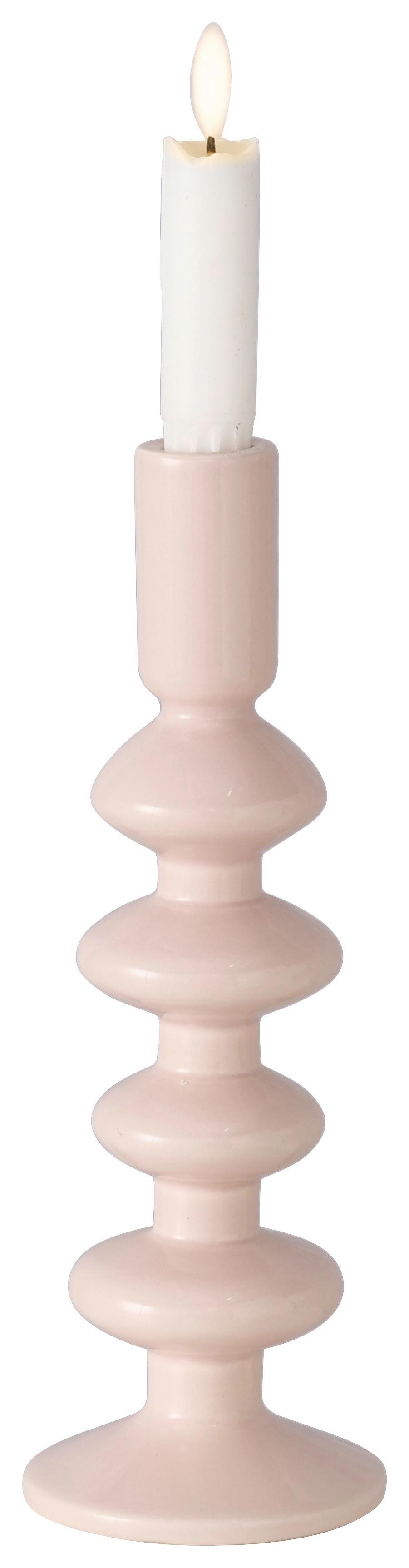 Svietnik na dlhé sviečky LUNA I - svetloružová, Basics, keramika (9/26cm) - Mömax