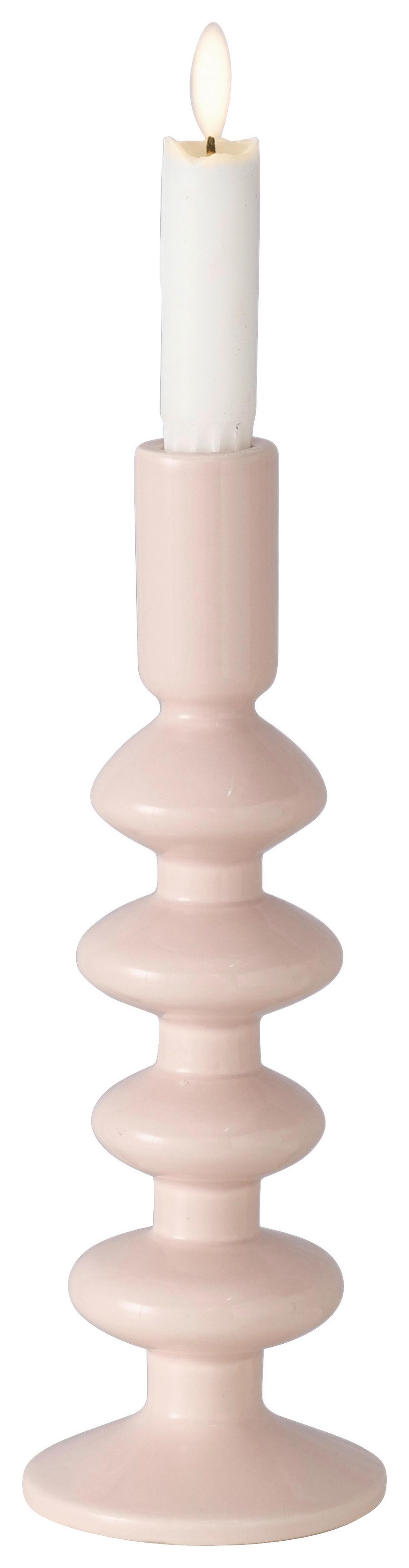 Svietnik na dlhé sviečky LUNA I - svetloružová, Basics, keramika (9/26cm) - Mömax