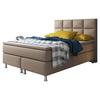 Boxspringbett Mit Topper Lederlook 140x210 Miami - Silberfarben/Cappuccino, KONVENTIONELL, Leder/Textil (140/115/210cm) - MID.YOU