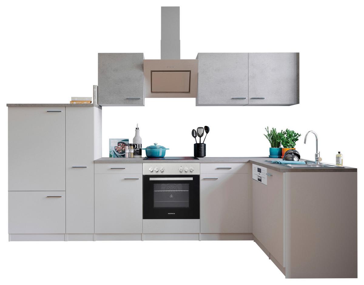 Eckküche Malia L-Küchenblock 310 cm - Graphitfarben/Weiß, Basics, Holzwerkstoff (310/172cm) - Respekta