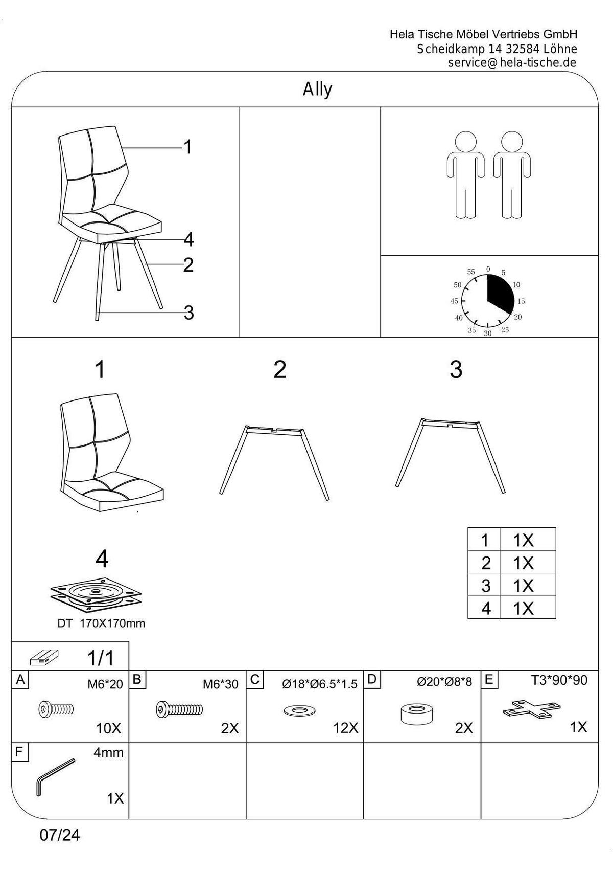 Stuhl Ally S - Anthrazit/Schwarz, MODERN, Textil/Metall (46/91/60cm) - MID.YOU