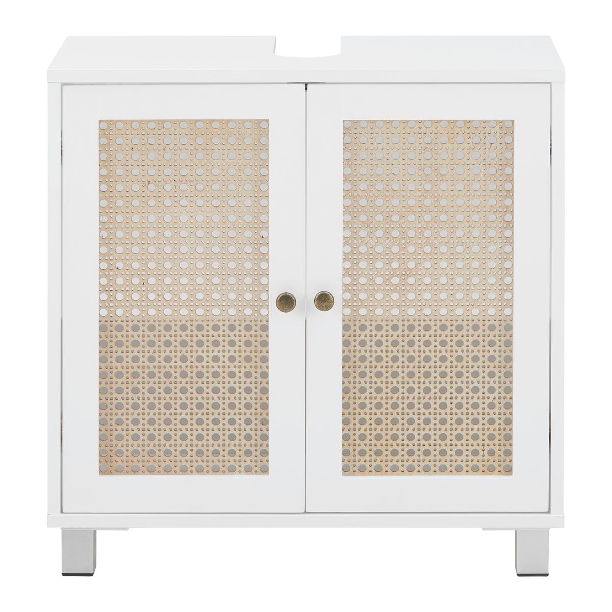 Skříňka pod umyvadlo LISA bílá - bílá/bronzová, Moderní, kov/kompozitní dřevo (60/59/30cm) - Bessagi Home