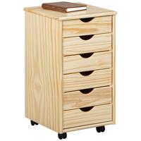 Rollcontainer Holz massiv Kiefer Natur Nils 35x65x40 cm - Kieferfarben, Basics, Holz/Kunststoff (35/65/40cm) - MID.YOU