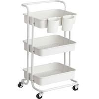 Allzweckwagen Songmics mit 3 Fächern+2 Einhängefächer, Weiß - Weiß, Basics, Metall (41,6/33,5/86,3cm) - Boxxx