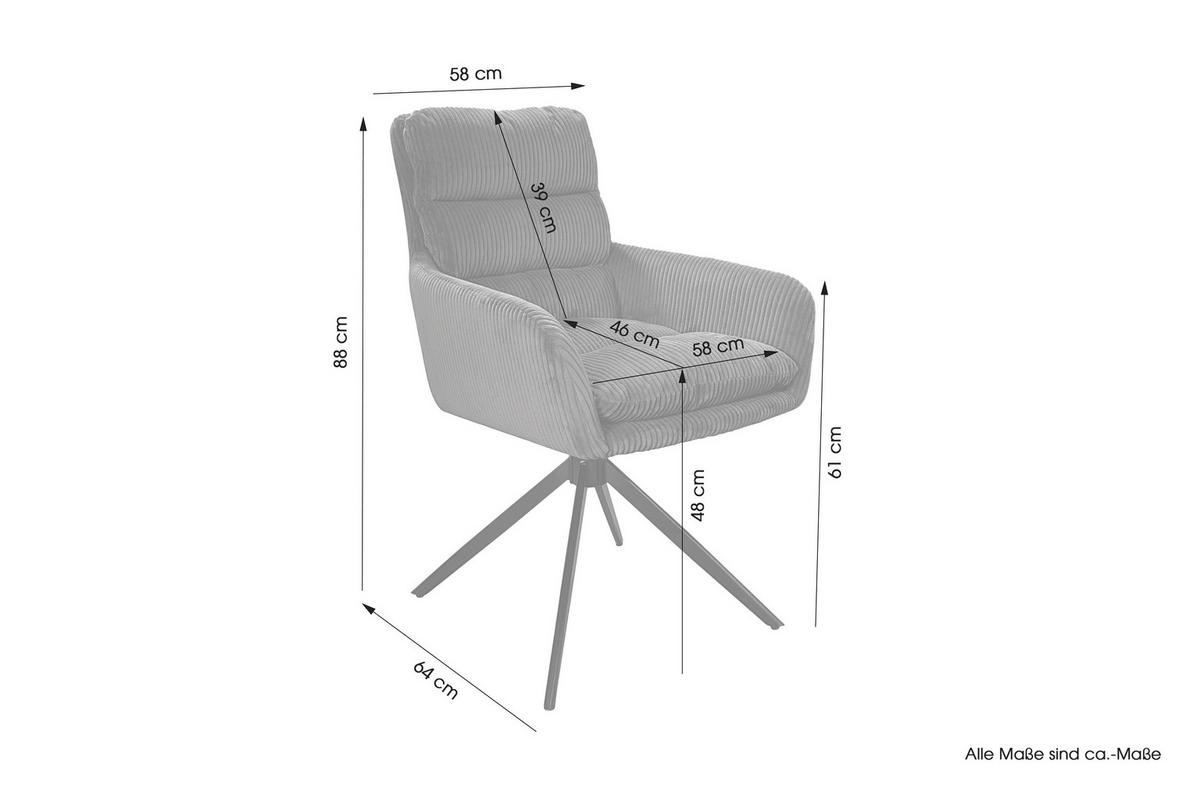 Armlehnstuhl-set Pura, Drehbar, Weiß 2er - Schwarz/Weiß, Design, Textil/Metall (58/88/64cm) - MID.YOU