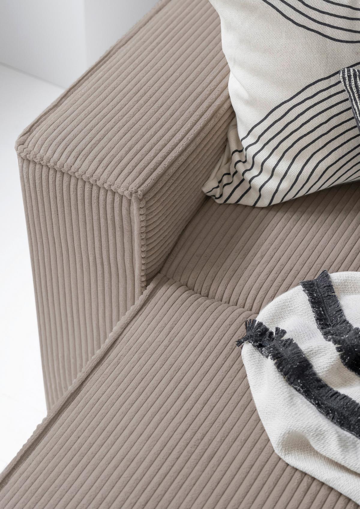 Rohová sedačka OLIVER, šedohnědá, manšestr, pravá - černá/šedohnědá, Design, textil/plast (156/322/194cm) - MID.YOU