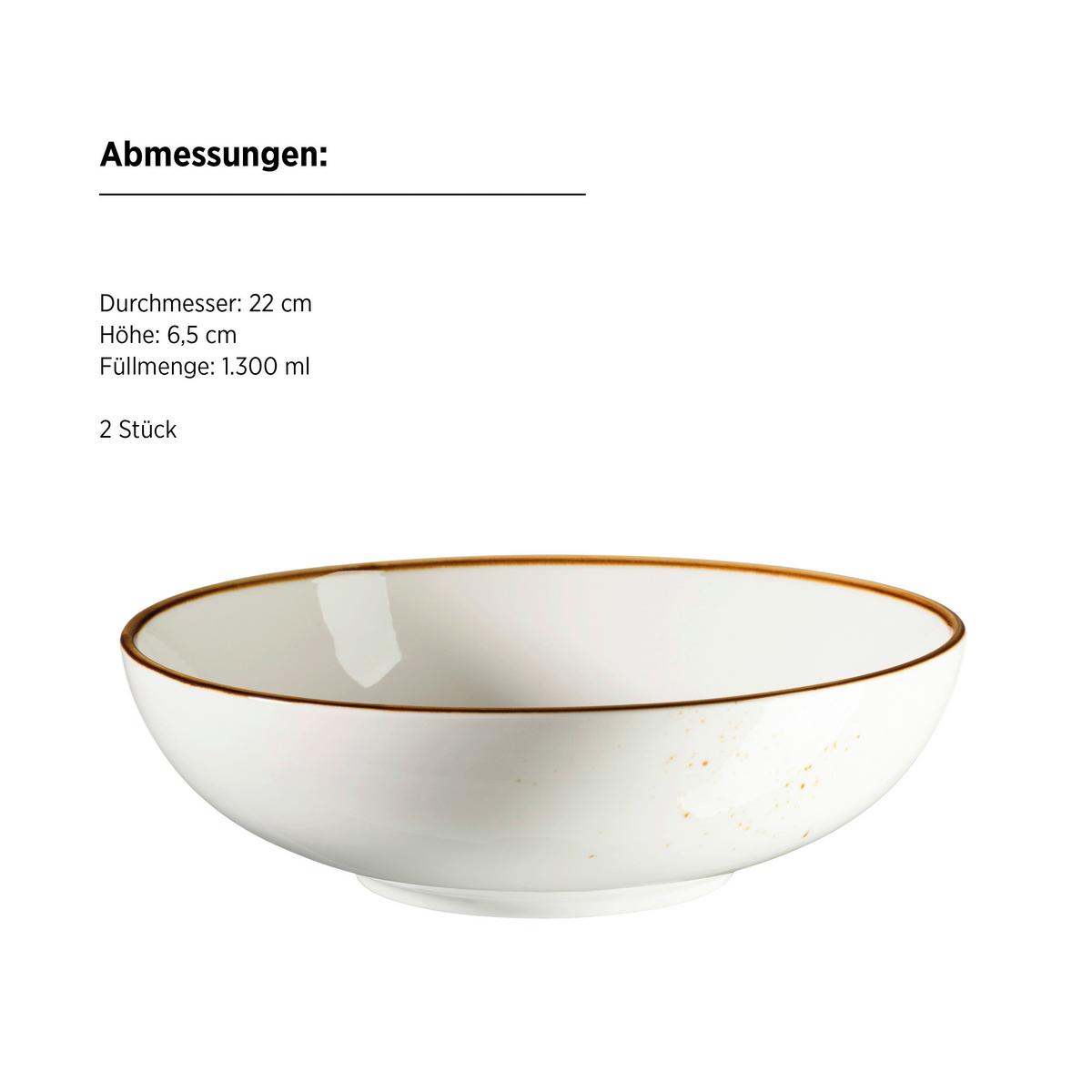 Schüssel Pintar Braun/beige, 2-Teilig - Beige/Braun, Trend, Keramik (22/6,5cm) - Mäser