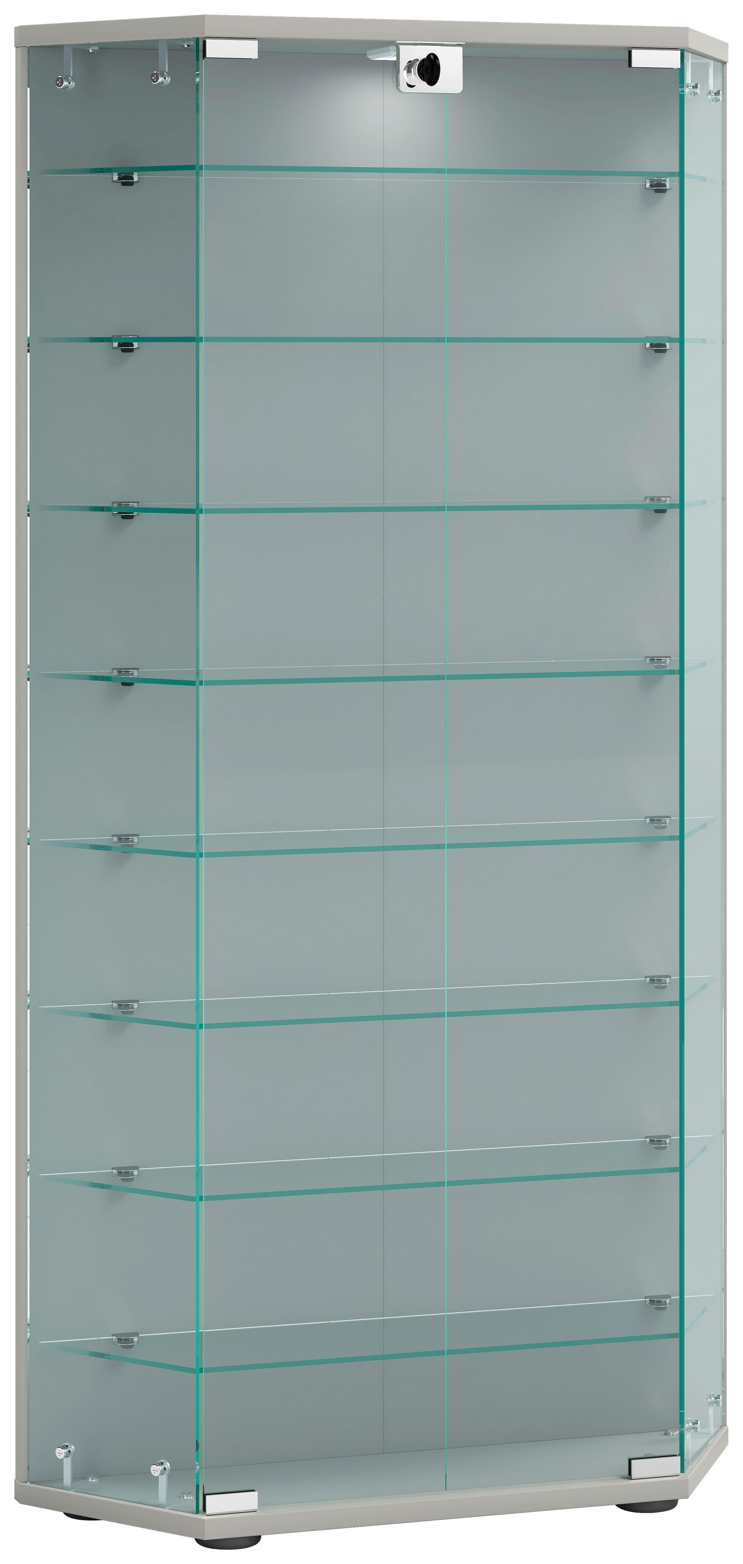 Vitrine Cenila Silberfarben B: 83 cm - Transparent/Silberfarben, Design, Glas/Holzwerkstoff (83/114/17cm) - MID.YOU