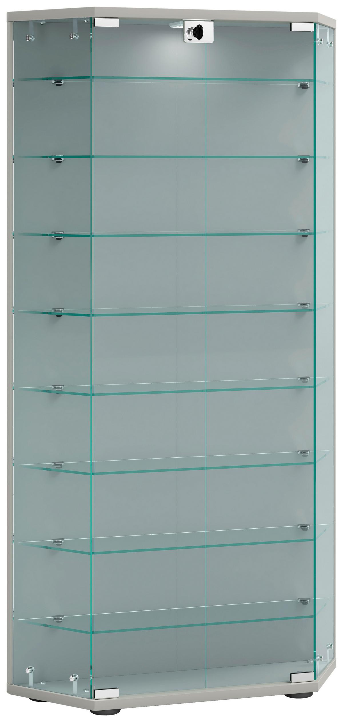 Vitrine Cenila Silberfarben B: 83 Cm - Transparent/Silberfarben, Design, Glas/Holzwerkstoff (83/114/17cm) - MID.YOU
