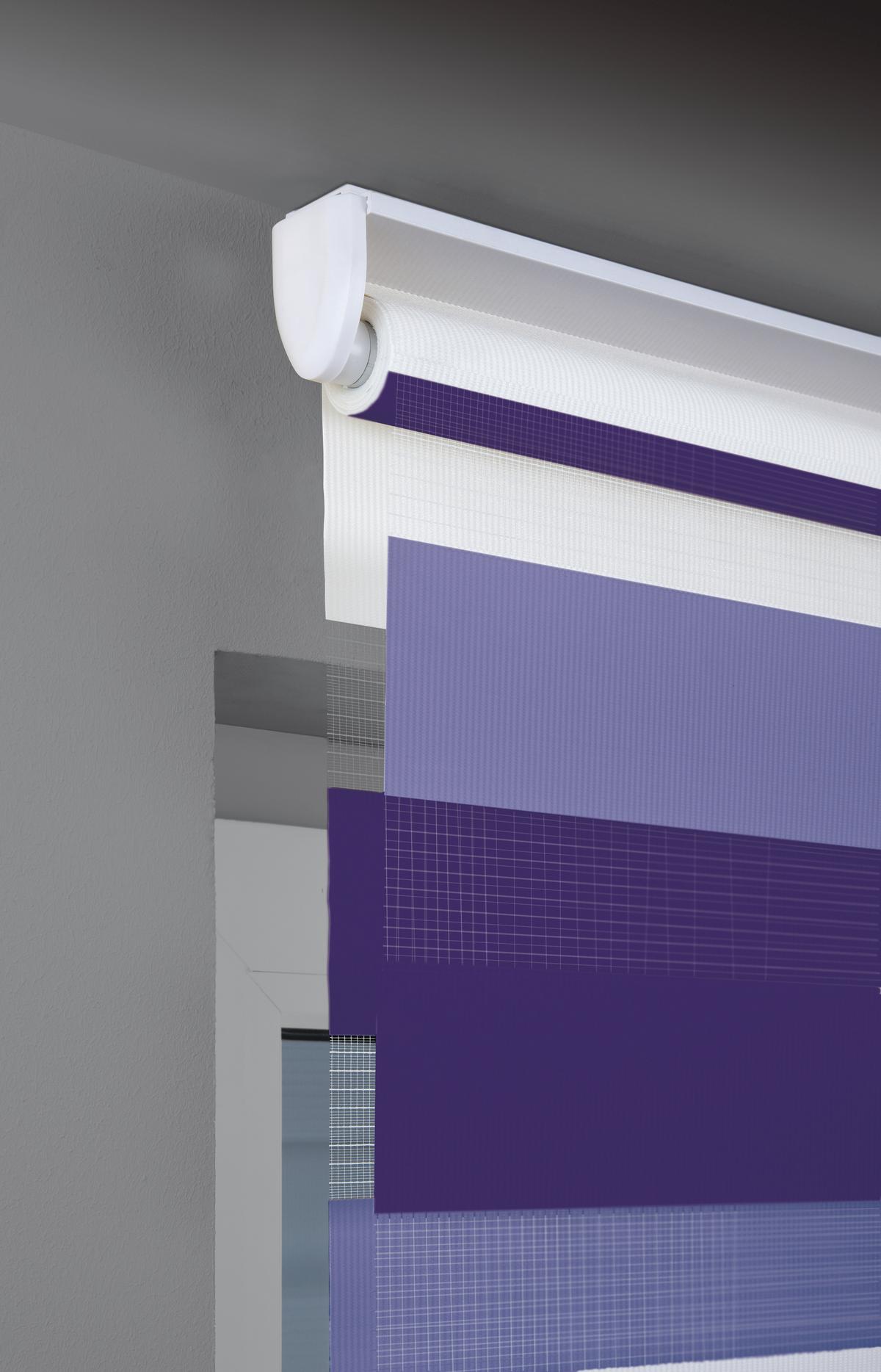 Doppelrollo Just Triple Grau, Weiß, Violett B: 120 Cm - Violett/Weiß, Basics, Textil (120/160cm)