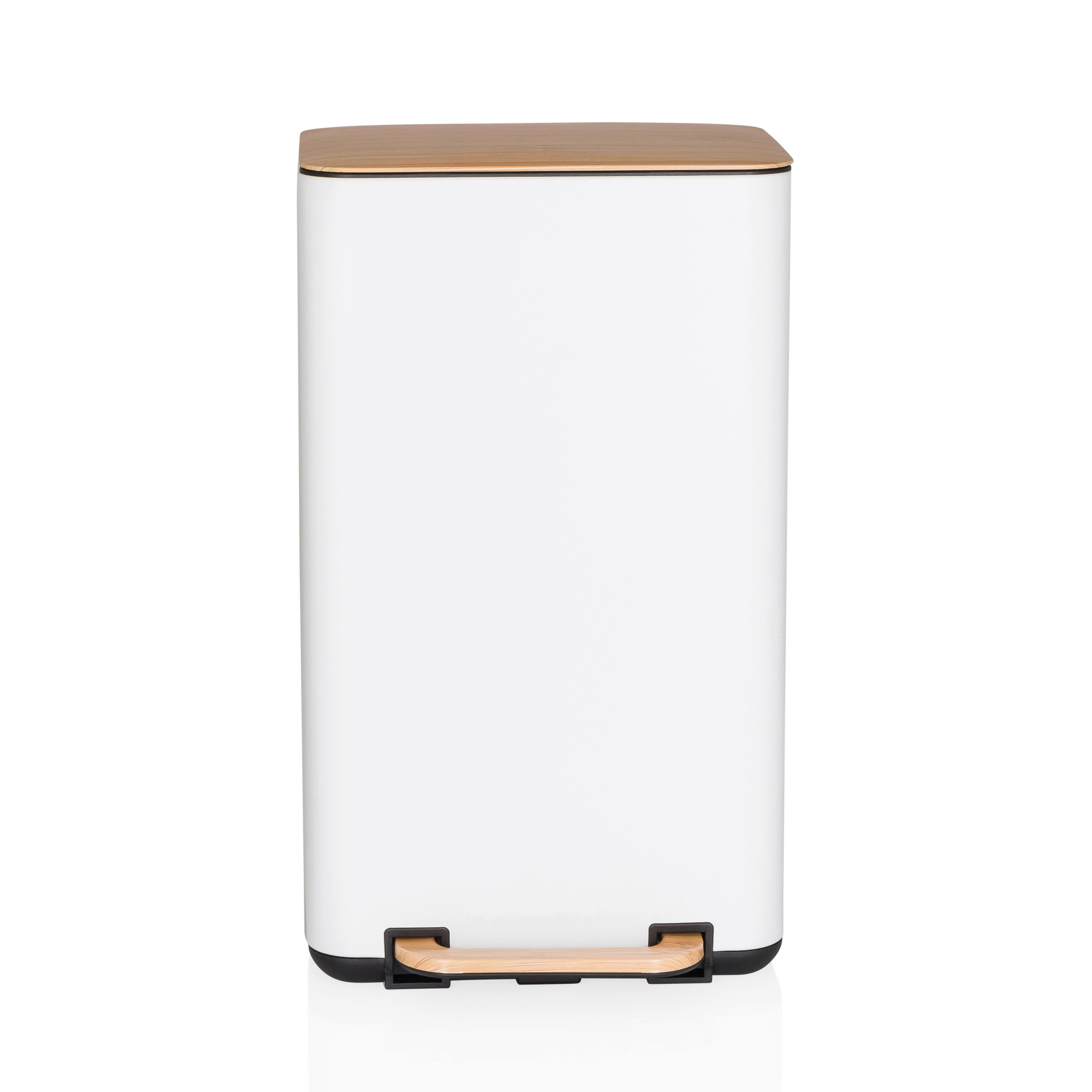 Abfall Clean Natura Creme Walnussfarben B: 31cm - Walnussfarben/Creme, MODERN, Kunststoff/Metall (31/62/36cm) - MID.YOU