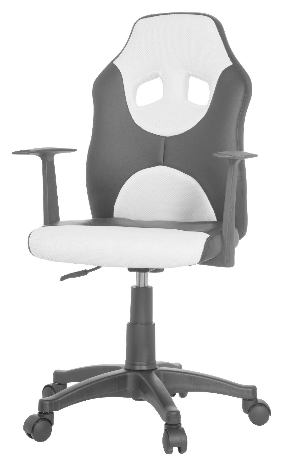 Jugenddrehstuhl Kid Raver Al Weiß/Schwarz - Schwarz/Weiß, Basics, Kunststoff (54/90-100/48cm) - MID.YOU