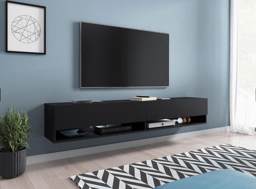 Nízká komoda čierna/grafit, vč. LED - šedá/černá, Lifestyle, kompozitní dřevo/plast (180/30/32cm) - P & B