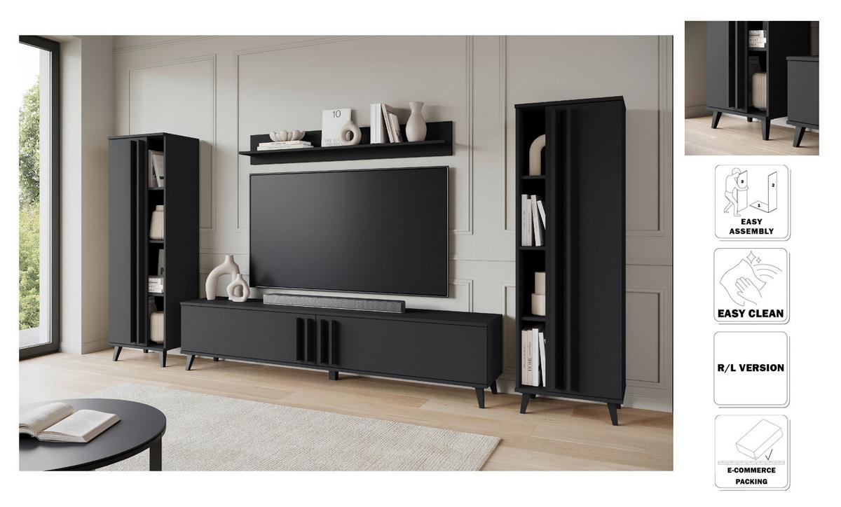 OBÝVACIA STENA HELSINKI 01 - čierna, Trend, kompozitné drevo/plast (270/140/33cm)