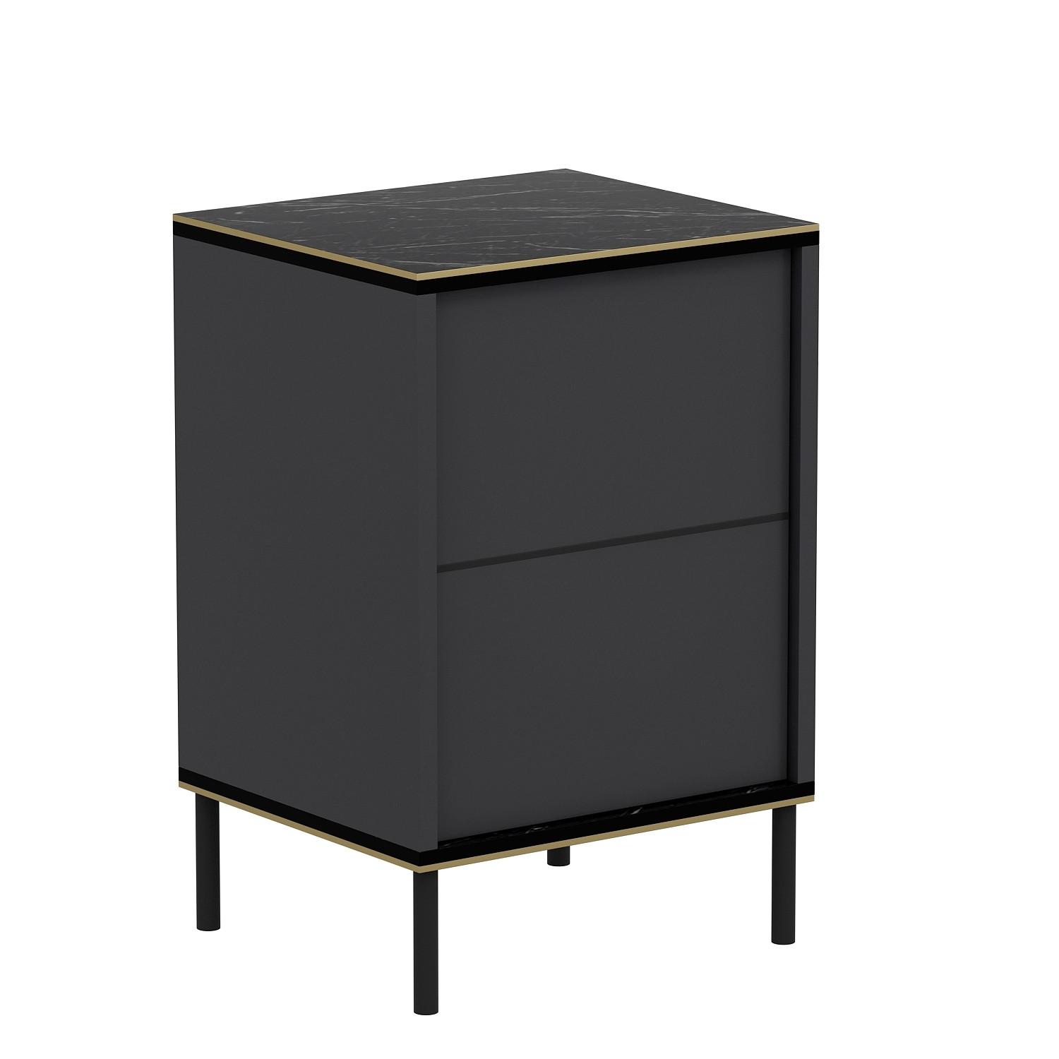 Nachttisch Imaj Anthrazit/Schwarz B: 40cm - Anthrazit/Schwarz, Design, Holzwerkstoff/Metall (40/60/35cm) - Livetastic