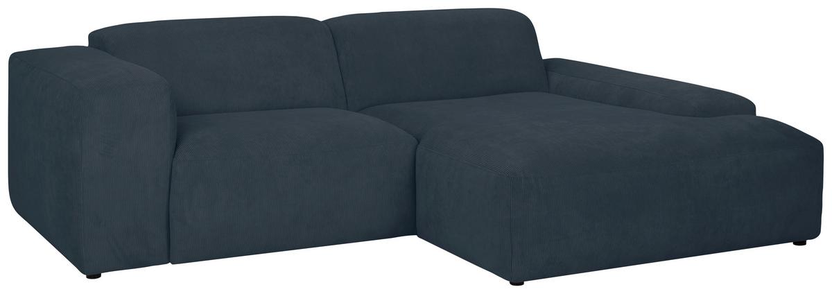 Ecksofa Hannah Blau 252x170 Cm - Blau/Schwarz, Design, Textil (252/170cm) - MID.YOU