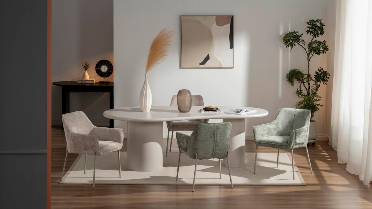 Armlehnstuhl Alea Chenille Beige, B: 62 Cm - Beige, MODERN, Holz/Textil (62/83/62cm) - MID.YOU