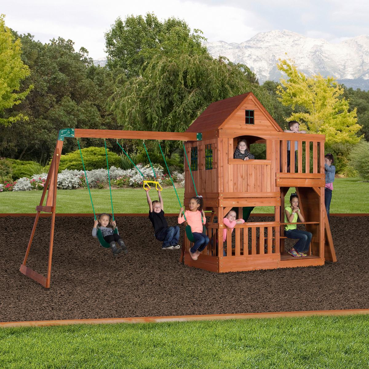 Spielturm Hill Crest Aus Zedernholz Massiv - Braun/Grün, KONVENTIONELL, Holz (537,2/290/409cm) - Ambia Garden