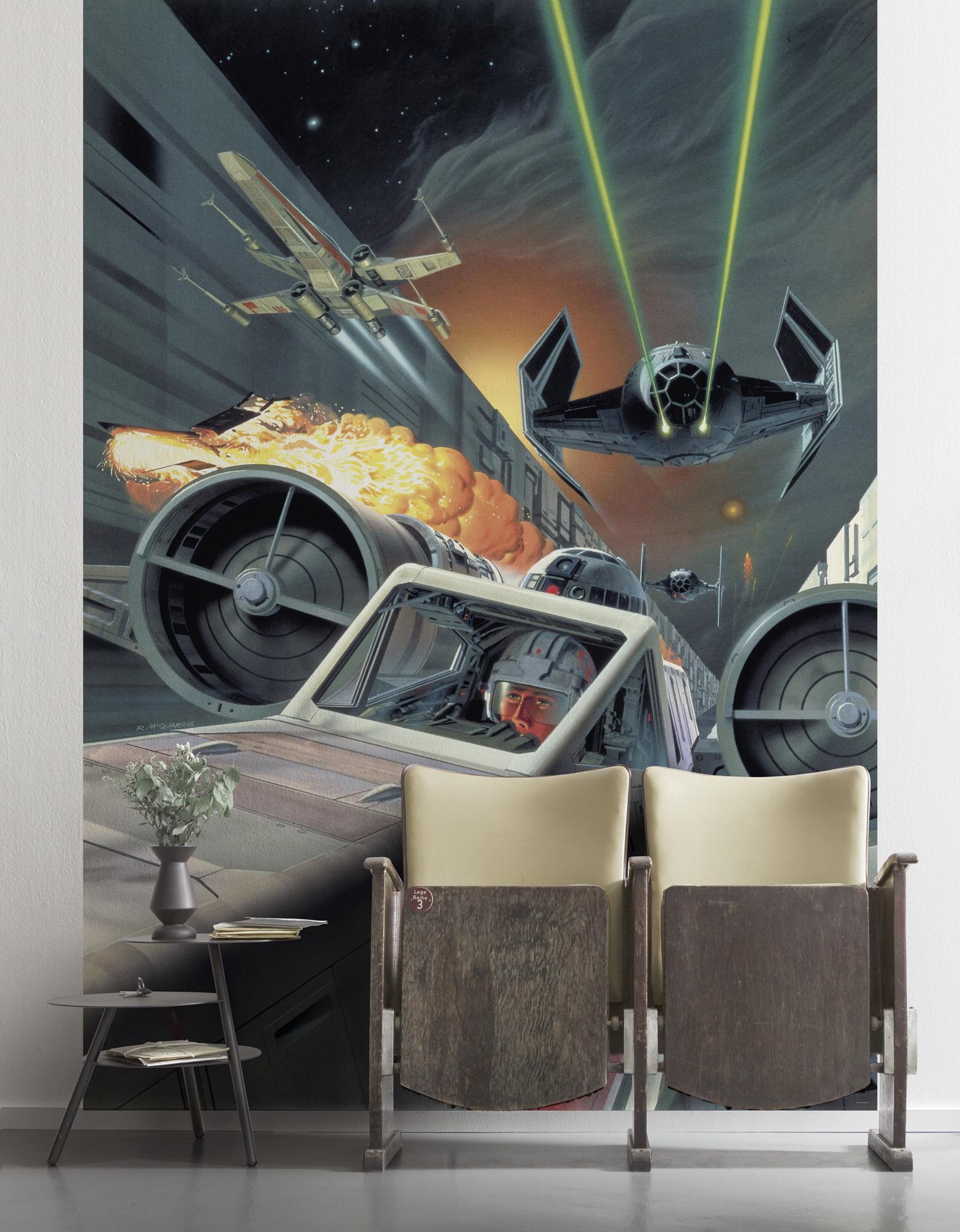 Fototapete Star Wars Death Star Trenchrun - Multicolor, Trend, Textil (200/280cm)