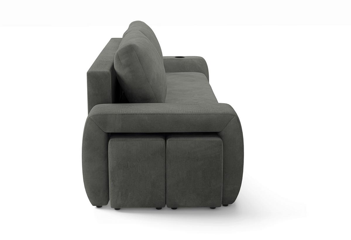 Schlafsofa Ines Grau B: 258cm - Schwarz/Grau, Design, Textil (258/98/95cm) - Livetastic