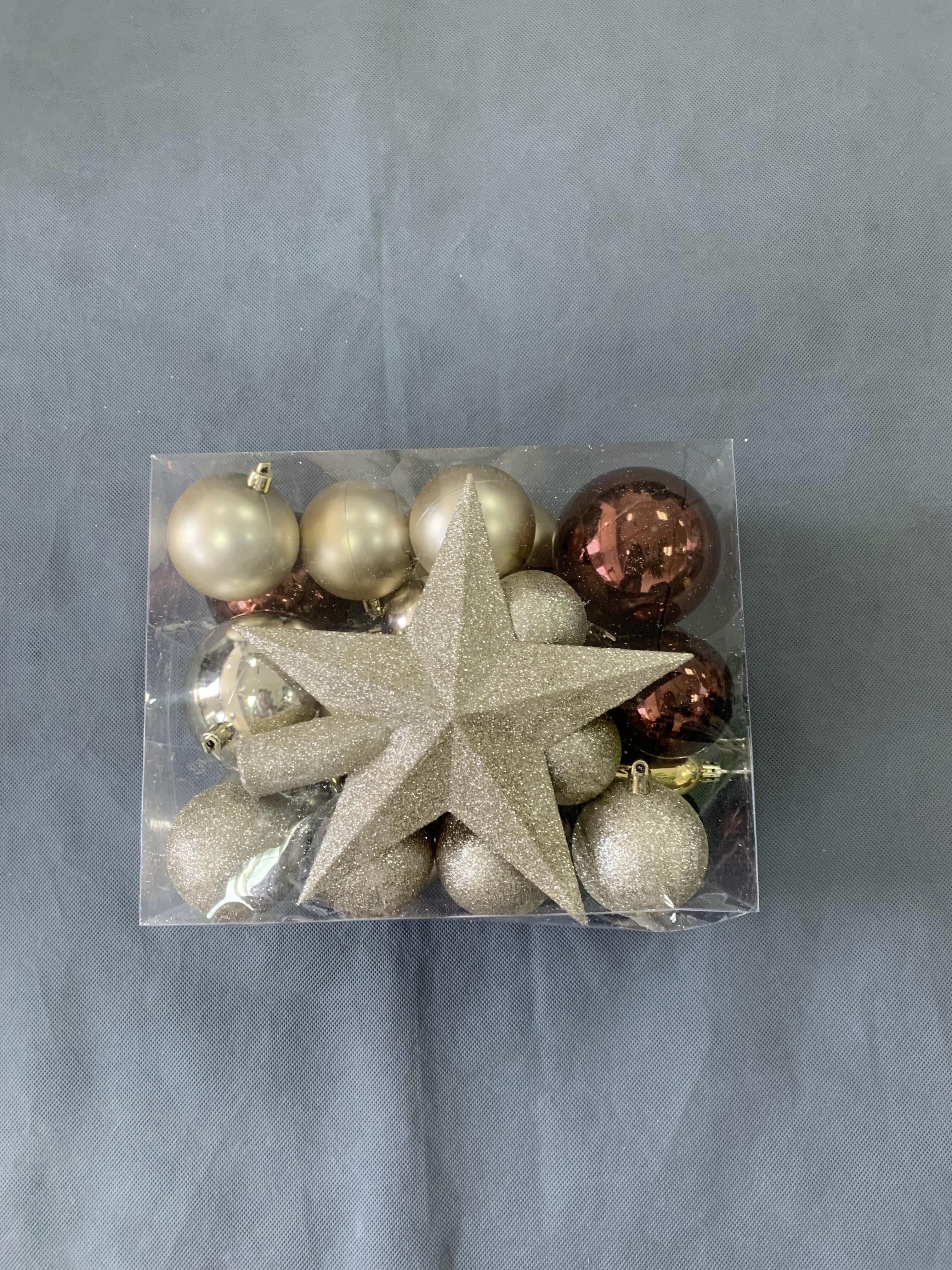 Christbaumkugel-Set Dale - Goldfarben/Braun, KONVENTIONELL, Kunststoff - Ondega