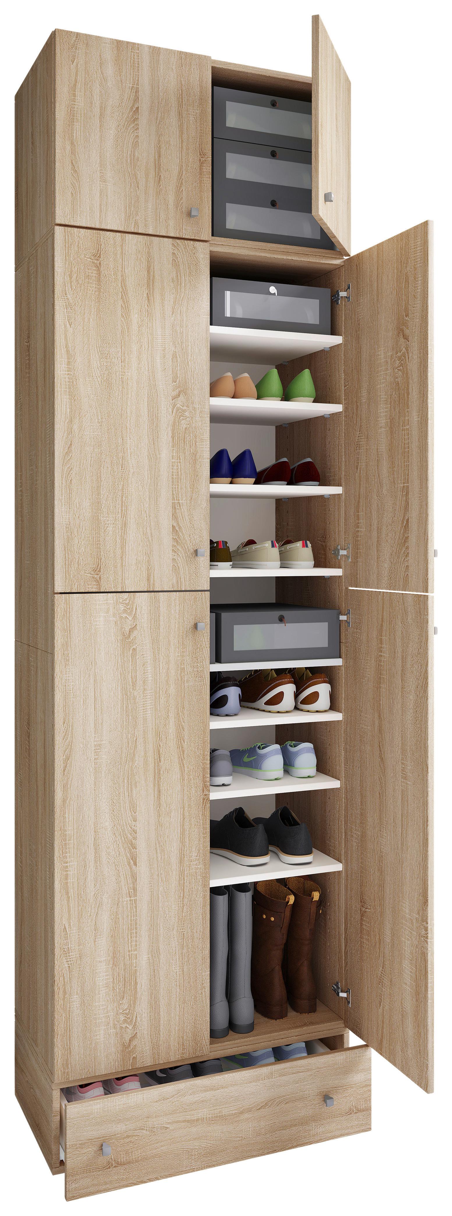 Schuhschrank Lona XXL Sonoma Eiche Dekor B: 70 cm - Schwarz/Sonoma Eiche, MODERN, Holzwerkstoff (70/240/39cm) - MID.YOU