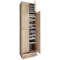 Schuhschrank Lona Xxl Sonoma Eiche Dekor B: 70 Cm - Schwarz/Sonoma Eiche, MODERN, Holzwerkstoff (70/240/39cm) - MID.YOU