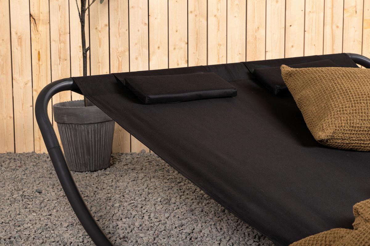 Doppel-sonnenliege Gordo Metall/textil - Schwarz, KONVENTIONELL, Textil/Metall (180/48/200cm) - Gardenson