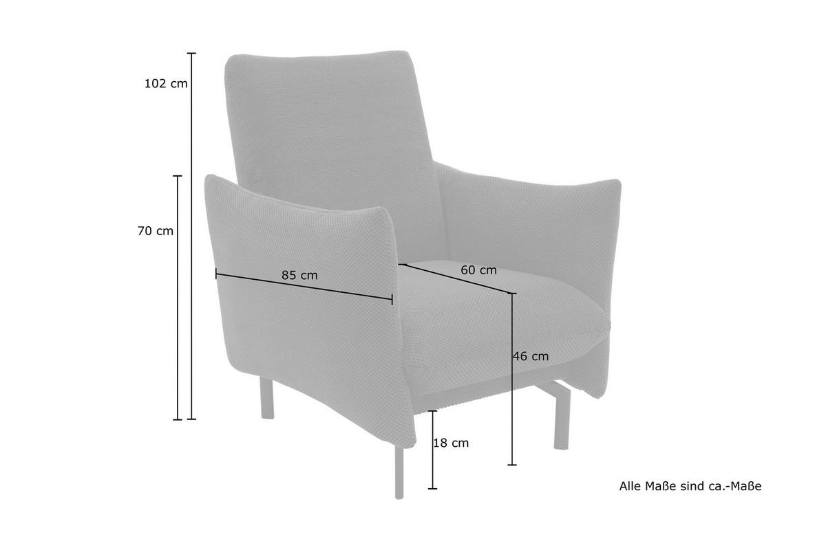 Sessel Silberfarben B: 85 Cm - Silberfarben/Schwarz, Design, Textil (85/102/95cm) - MID.YOU