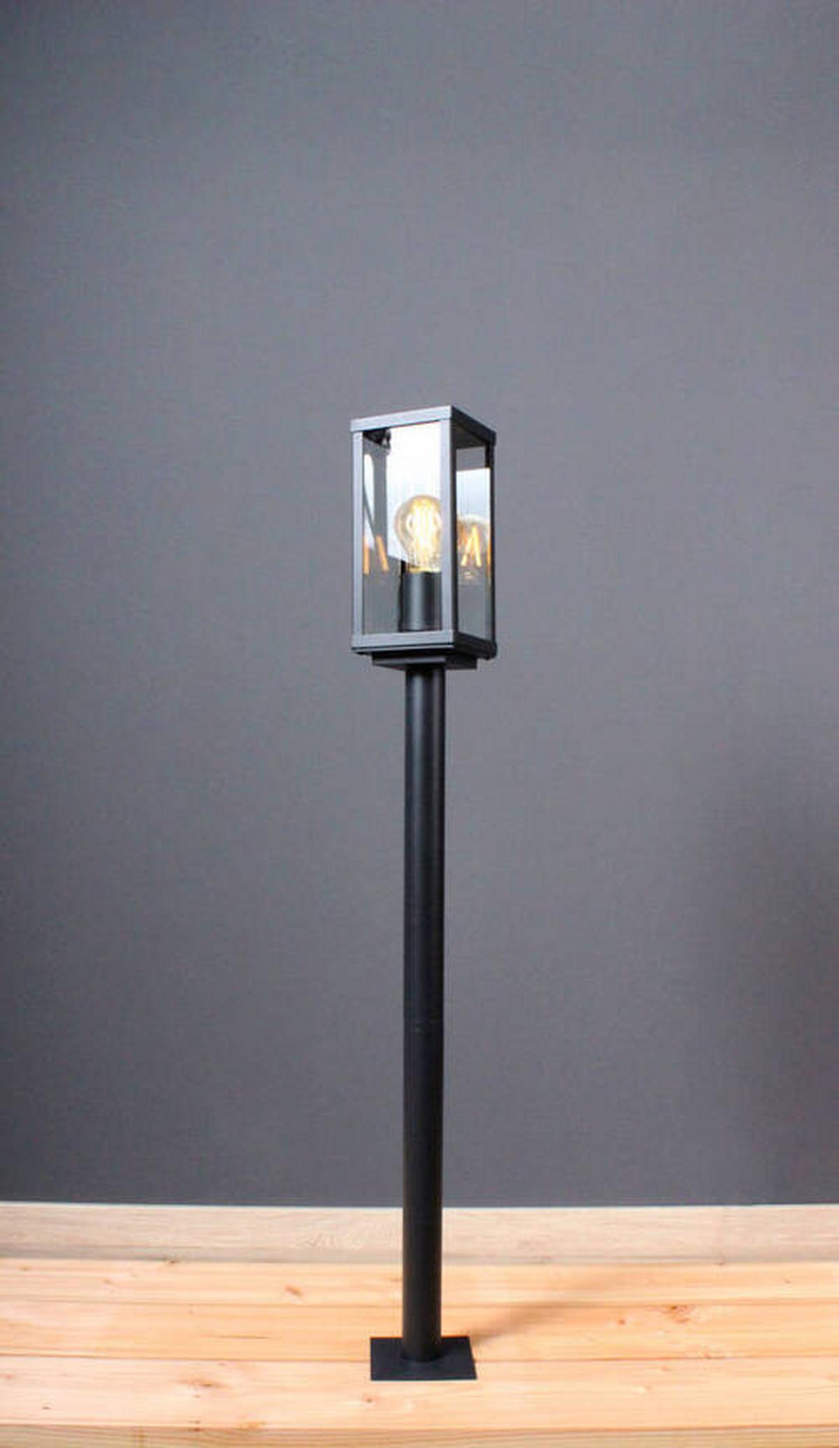 Wegeleuchte Karo 60 Watt Glas Metall - Klar/Schwarz, Basics, Glas/Metall (100/11/11cm)