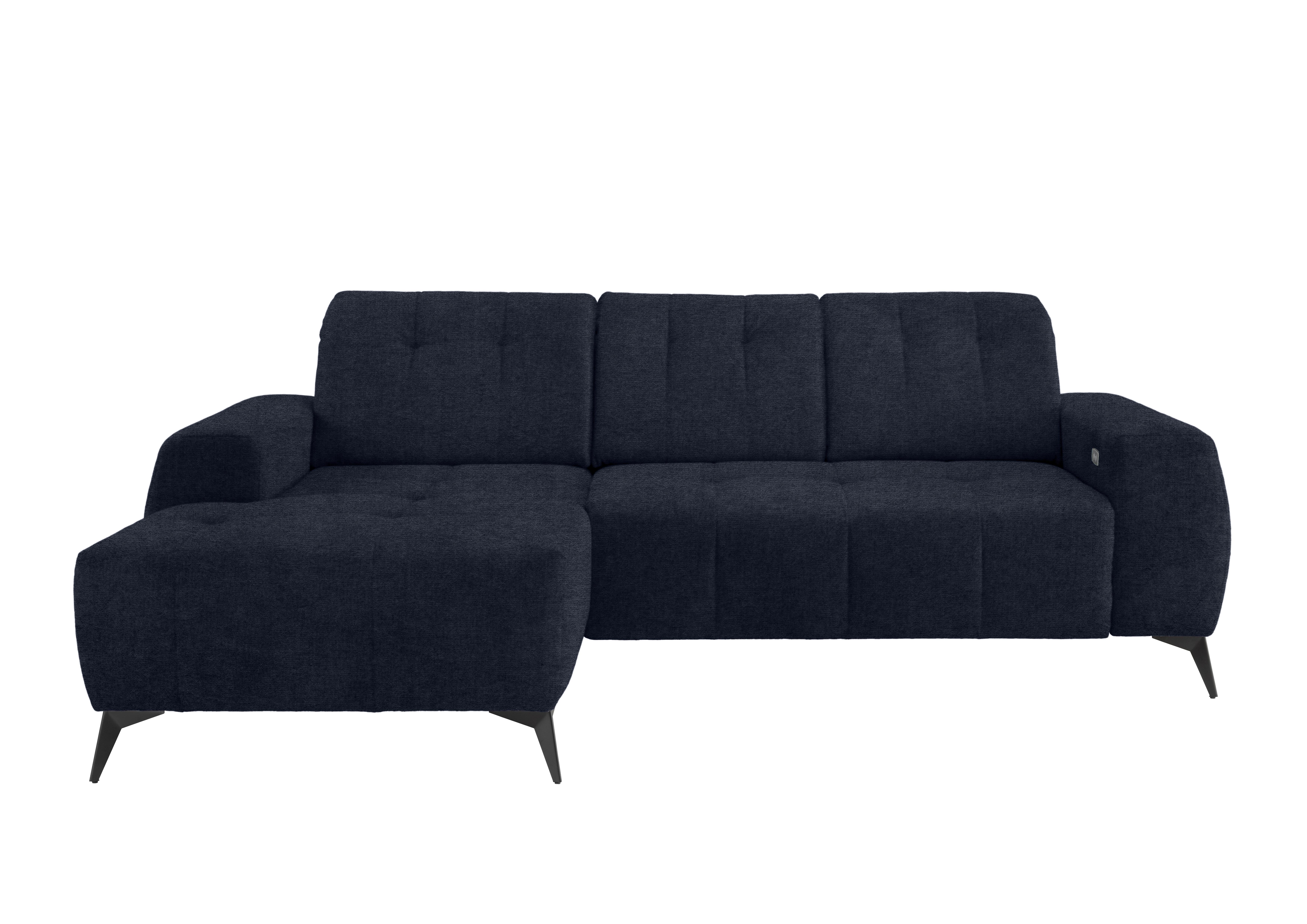 Ecksofa mit USB Anschluss Sano, Dunkelblau, S:180x258 cm - Schwarz/Dunkelblau, MODERN, Textil (180/258cm) - Livetastic