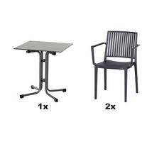 Gartengarnitur T20178 - Anthrazit, Basics, Holzwerkstoff/Kunststoff (65/80/65cm) - Siena Garden