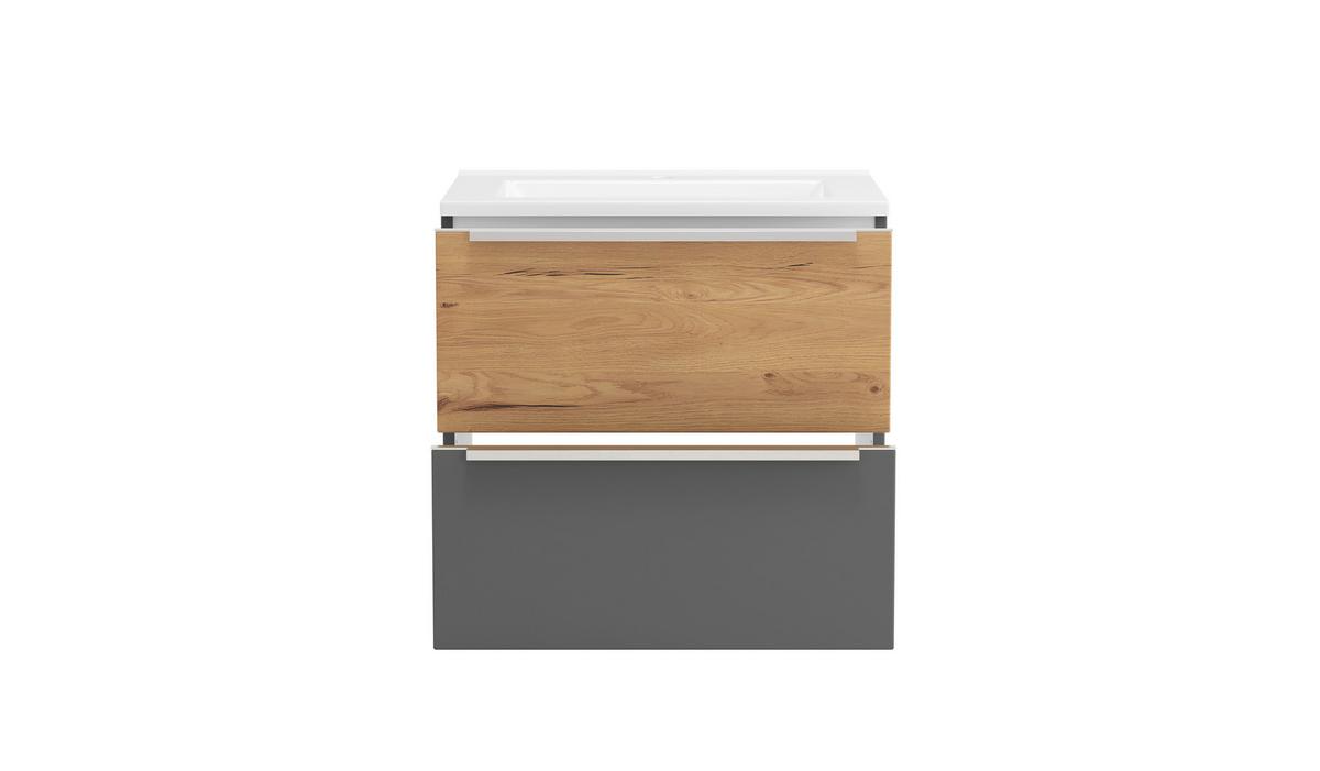 WASCHTISCHKOMBI Verona Grau/Wildeiche B: 60cm - Wildeiche/Weiß, Trend, Holzwerkstoff/Stein (60/54/47cm) - Held
