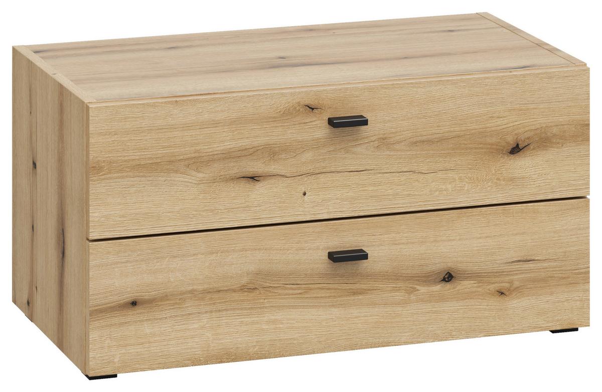Kommode 2 Laden, B: 64 cm Sixty-Four ,eichefarben - Eichefarben/Schwarz, Trend, Holzwerkstoff (64/32/35cm)
