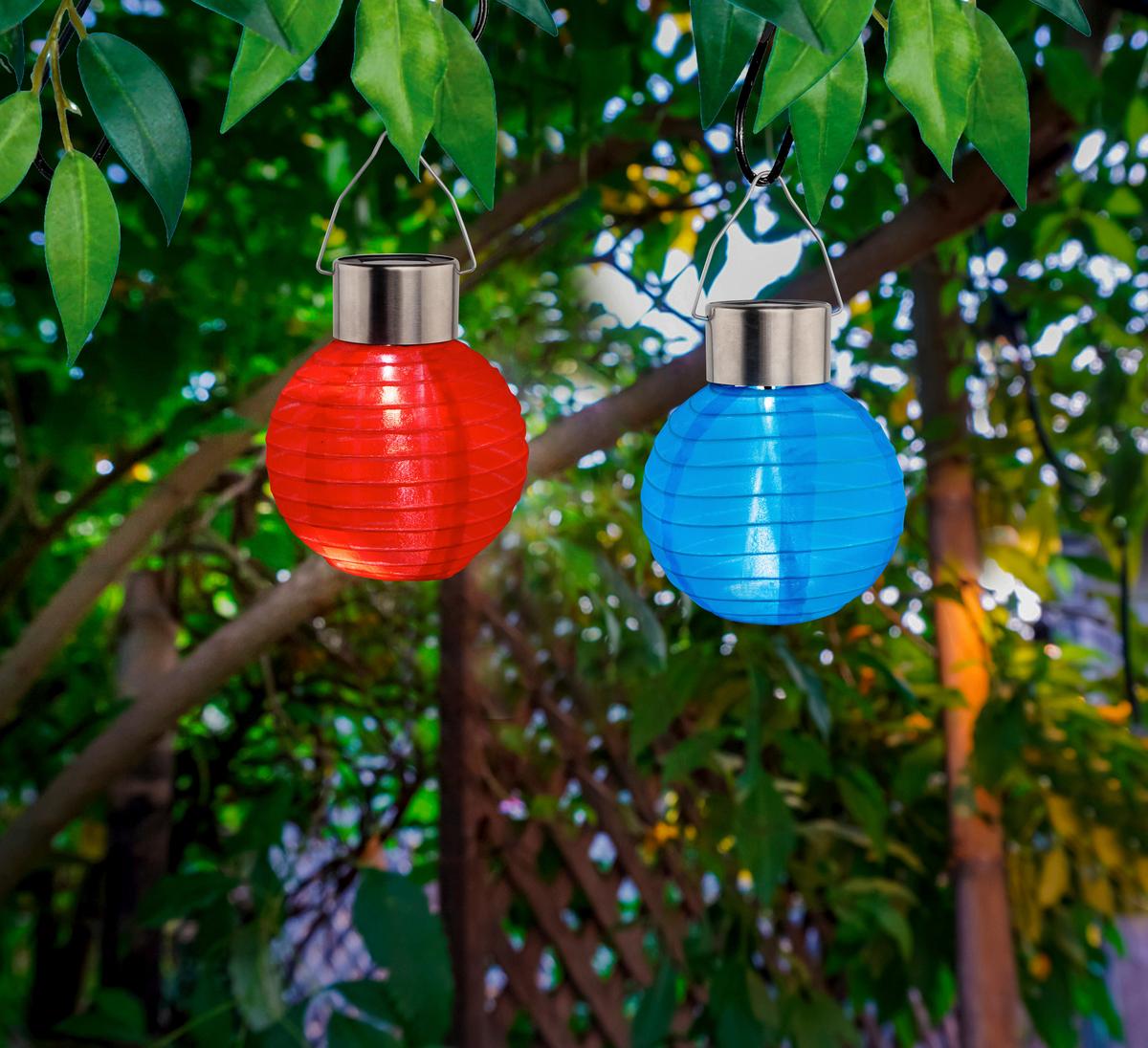 Solarleuchte Kira - Blau/Rot, Basics, Kunststoff/Textil (10/12cm) - Homezone